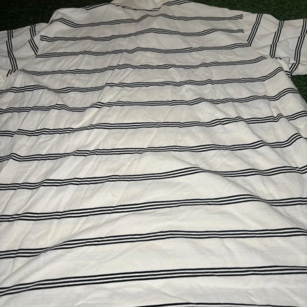 Polo Ralph Lauren Mens 4XLT Tall Striped Polo Shirt White Navy Blue Cotton Pique